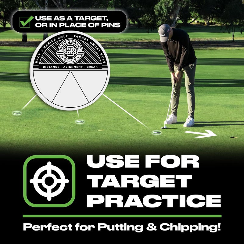 BACK 2 BASICS GOLF 3-Pack Target Ghost Holes Golf Training Set, Portable Outdoor & Indoor Putting Practice Golf Training Putters, Standard 4.25” Targets for Backyard Practice Putting Green, Chipping & Home Drills - Image 2